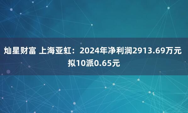 灿星财富 上海亚虹：2024年净利润2913.69万元 拟10派0.65元