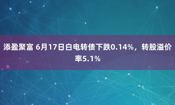 添盈聚富 6月17日白电转债下跌0.14%，转股溢价率5.1%