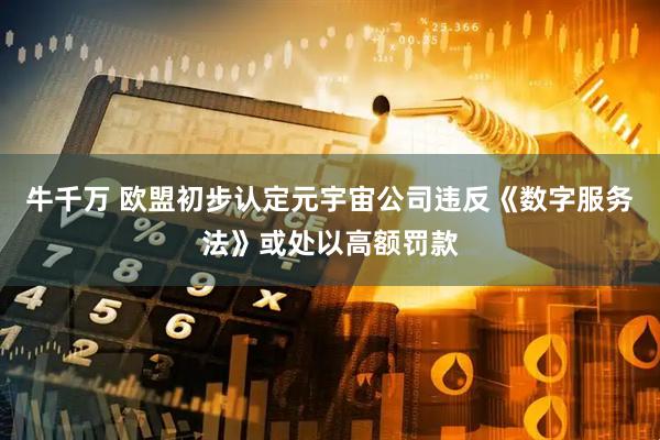 牛千万 欧盟初步认定元宇宙公司违反《数字服务法》或处以高额罚款